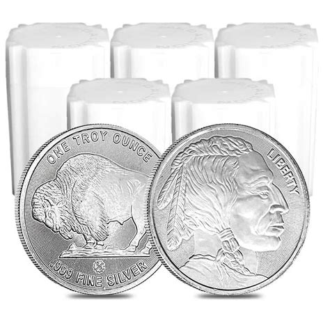 Bullion Exchange - 100 Buffalo Silver Rounds, 1 oz .999 Fine (5 Tubes ...