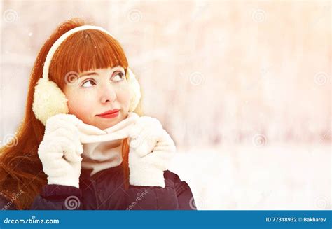 Redhead winter woman stock photo. Image of cold, bright - 77318932