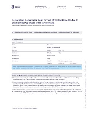 Fillable Online Declaration Concerning Cash Payout of Vested Benefits ...