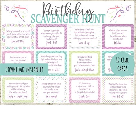 Birthday Scavenger Hunt, Birthday Party Games, Printable Birthday ...