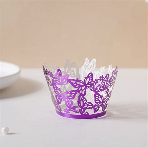 Purple Butterfly Lace Cupcake Wrapper Set Of 20 Online - Premium Mould ...