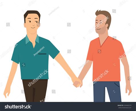 Cartoon Character Gay Smiling Holding Hand Stock Vector 243463273 ...