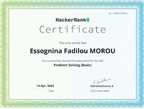Image result for HackerRank Problem Solving Basic Certificate