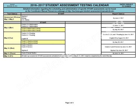 2016 - 2017 Student Assessment Calendar | Cleburne Independent School ...