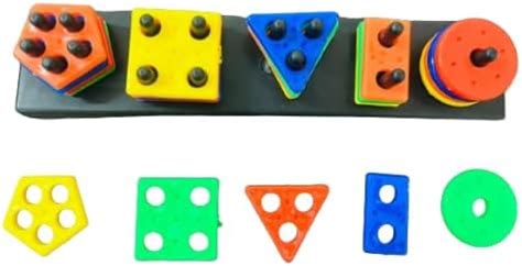 Jiada Geometric Shape Matching 5 Column Blocks Montessori Educational ...