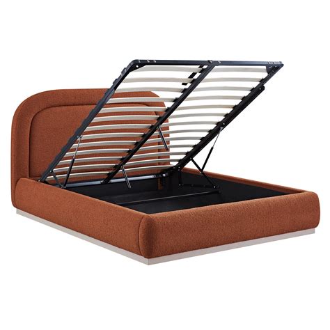Luella Upholstered Wooden Plinth Base Storage Bed, Rust Boucle | daals