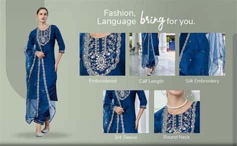 Buy VredeVogel Kurta Set with Dupatta | Embroidered Silk Blend Straight ...