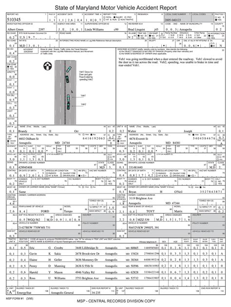 Maryland Motor Vehicle Accident Report - Blank Fillable Template | Fill ...