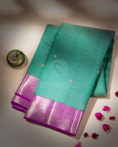 Jade Green and LilacKanjivaram Silk Saree - S612 – Pashudh Sarees