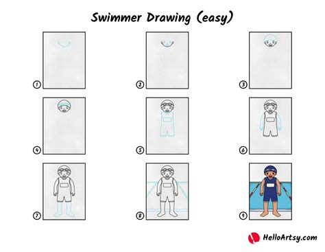 Swimmer Drawing (easy) - HelloArtsy
