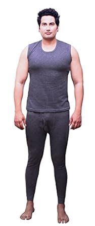 Buy Selfcare Men's Sleeveless Thermal Top and Pyjama Set ( DD Grey, L ...