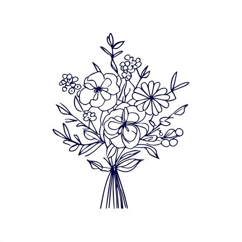 Premium Vector | Flower bouquet line art with hand drawn