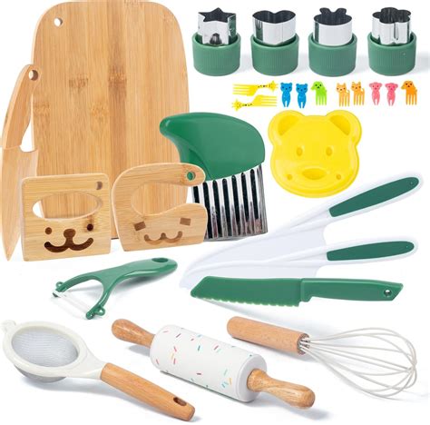 Amazon.com: 18 PCS Kids Cooking Sets Real, Montessori Kitchen Tools for ...