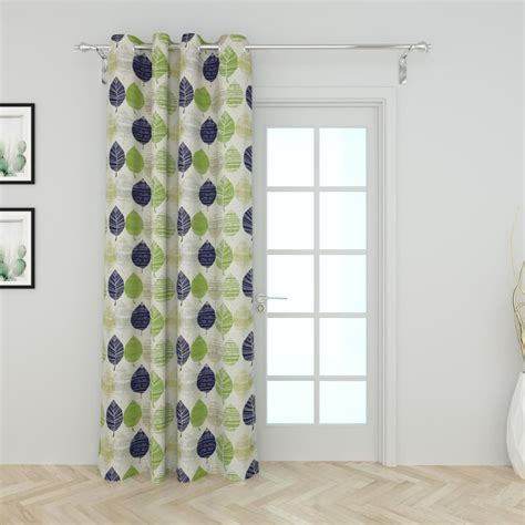 Buy Saddle Aspen Beige Leaf Print Semi-Blackout Door Curtain ...