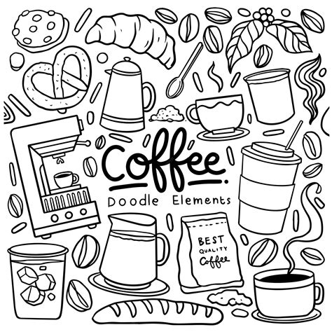 Set of hand drawn coffee shop theme isolated on white background doodle ...