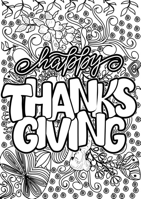 Happy thanks giving. motivational quotes coloring pages design. thanksgiving-day words coloring ...