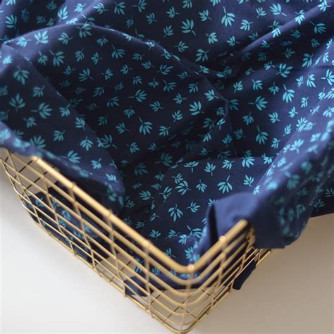 Tissu jersey | imprimé feuilles | bleu marine - A&A Patrons