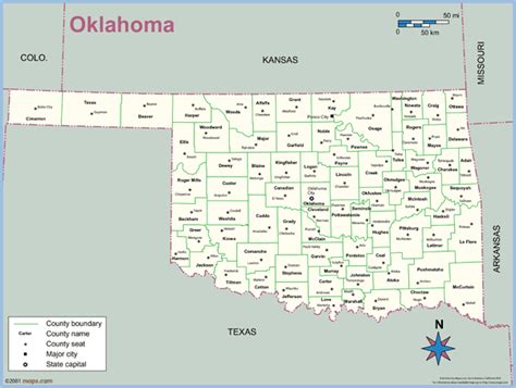 Oklahoma County Outline Wall Map by Maps.com - MapSales