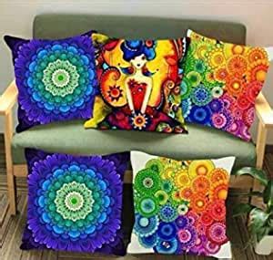 Buy ASOKAM Jute Digital Printing Abstract Cushion Covers (Multicolour ...