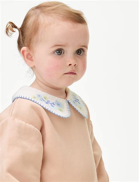 Buy Cotton Rich Embroidered Sweatshirt (0-3 Yrs) at Marks & Spencer