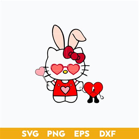 Hello Kitty Bad Bunny Valentine SVG, Cat Bunny Valentine SVG | Inspire ...