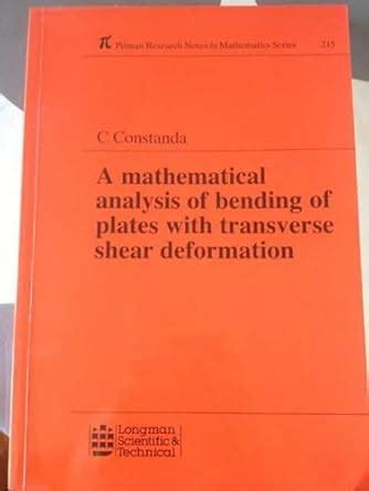 Buy A Mathematical Analysis of Bending of Plates with Transverse Shear ...
