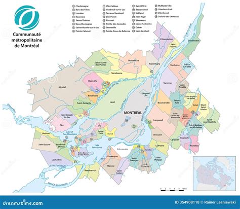 Administrative Map of the Greater Montreal Area, Canada Stock Illustration - Illustration of ...
