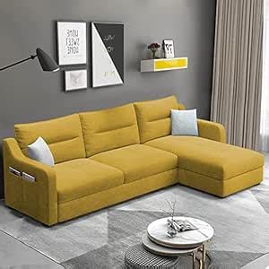 Casaliving Montario 4 Seater L Shape Sofa Set for Living Room (Yellow ...