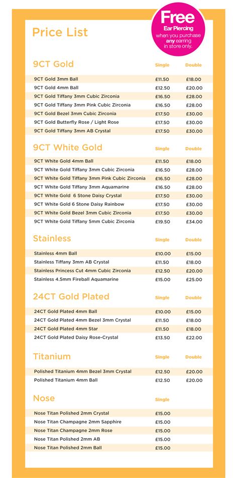 Baker Street Gorey Piercing Price List at Ella Reibey blog