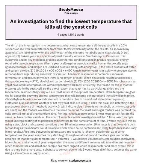 An investigation to find the lowest temperature that kills all the ...
