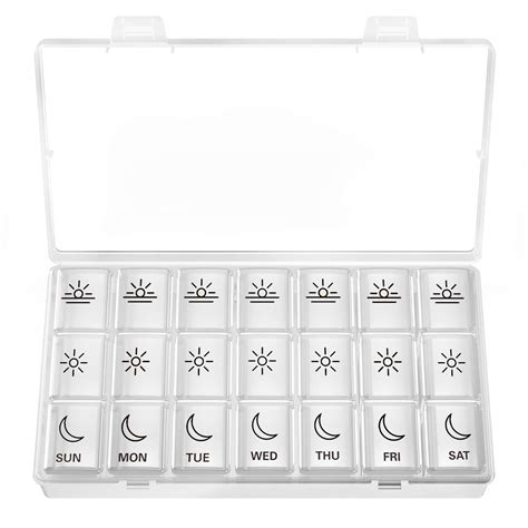 Weekly Pill Organizer 3 Times a Day, BUG HULL 8 Day Pill Box Case Large ...