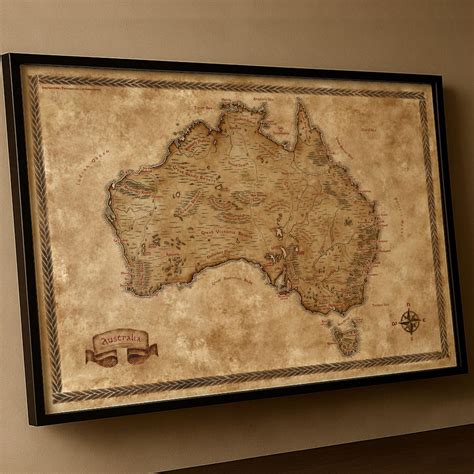 Fantasy Map of Australia: Vintage Style Wall Art - Etsy - map of australia vintage