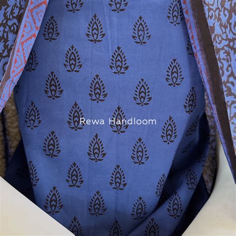 Blue-Black Bagh Print Cotton Suit BGCSJ018 – Rewa Handloom