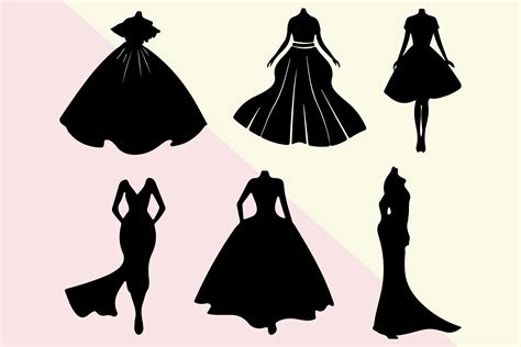 Women Dress Silhouette Set 5 Graphic by maream6446bd · Creative Fabrica - silhouette of dress