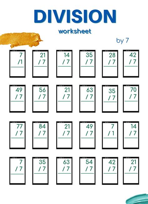 PRINTABLE WORKSHEET: Divide by 7 - On the Cutting Floor: Printable pdf ...