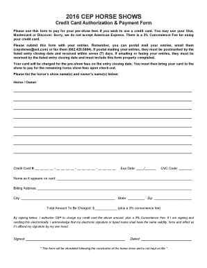 Fillable Online 2016 CEP HORSE SHOWS Fax Email Print - pdfFiller