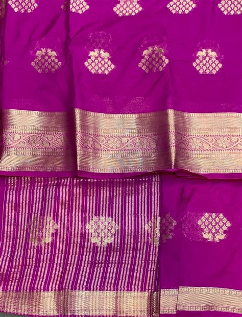 Crepe Saree Magenta Colour with Sliver Zari work Border – Kumaran Silk