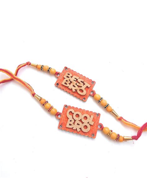 Buy INNA Beautiful Rakhi for brother / bhai in pack of 2 in wooden COOL ...