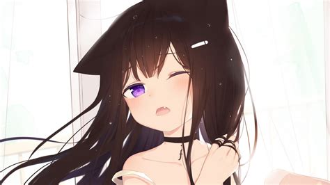 Wallpaper neko, girl, wind, anime, art hd, picture, image
