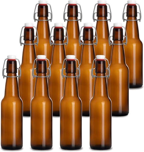 Buy Ilyapa 16 oz Amber Flip Top Glass Beer Bottles for Home Brewing ...