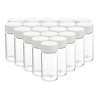 Kesell 20pcs 20ml Clear Glass Vials with White Screwcap Liquid Sampling ...