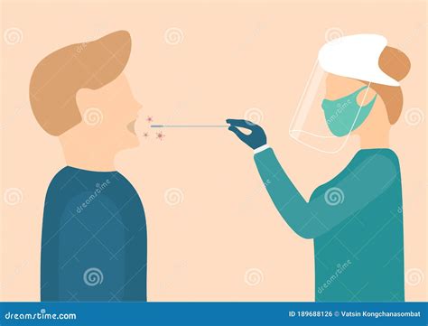 Throat Swab Test Cross Section From Side View Anatomy Inside Mouth Throat Of Male Patient ...