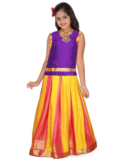 Buy kaatru Thana Silk Girls Pavadai Set (ED5) - Lehenga Choli (Prince ...