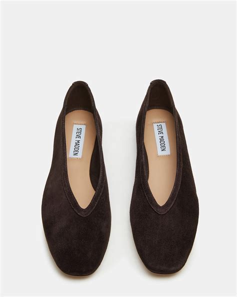 LENI Brown Suede Square-Toe Ballet Women's Flat – Steve Madden