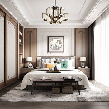 新中式卧室- 建E网3d模型分享交流平台-3d模型下载-3d模型下载网站 | Luxurious bedrooms, Luxury ...
