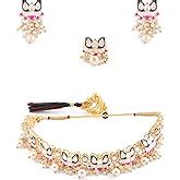 ZAVERI PEARLS Turquoise Blue & Green Meenakari Cascading Waterfall ...