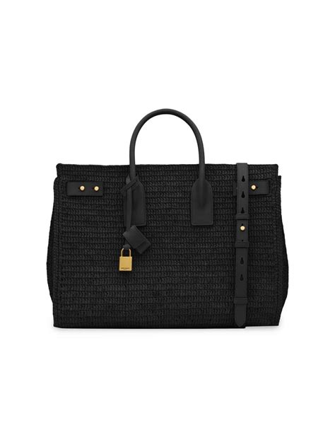 Shop Saint Laurent Sac De Jour Medium Supple Tote Bag in Raffia | Saks ...