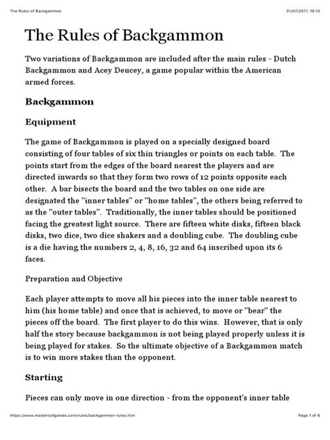 Image result for Printable Basic Backgammon Rules