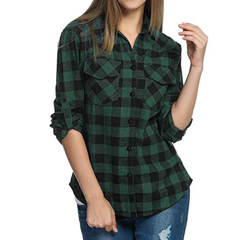 Christmas Shirts for Women, Green Plaid Shirts for Women, Plaid Shirts ...