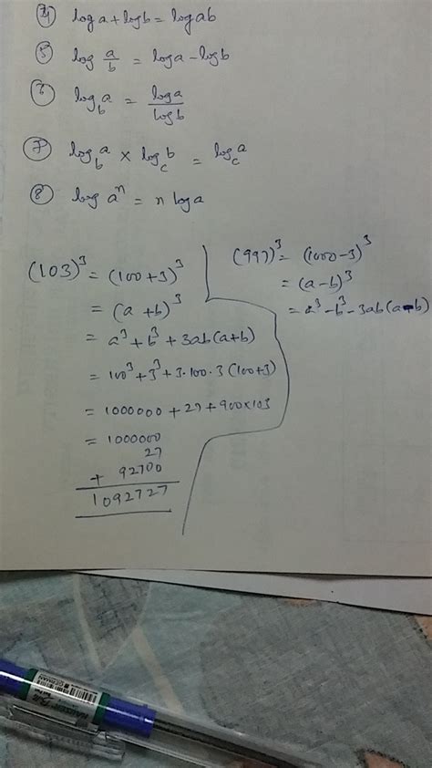 Evaluate the following using suitable identities a) 103 cube b) 997 ...